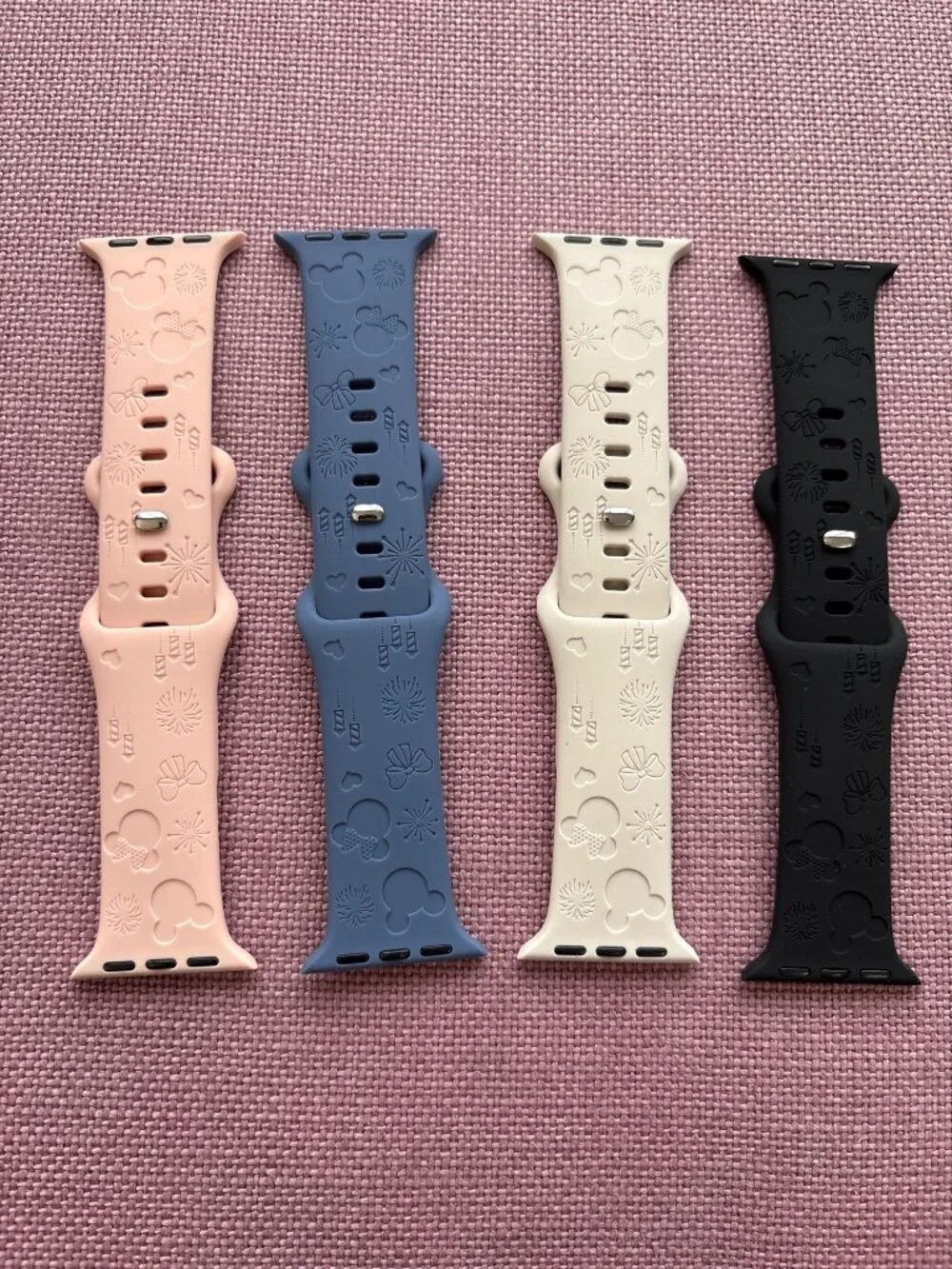 Apple iWatch Silicone Bands in Disney Pink Blue Cream Black New